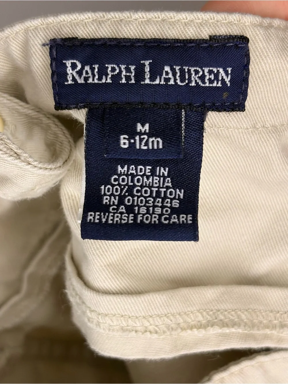 Ralph Lauren Vintage Cream Dress, Embroidered Bear, Buttons On Side Size 6-12M